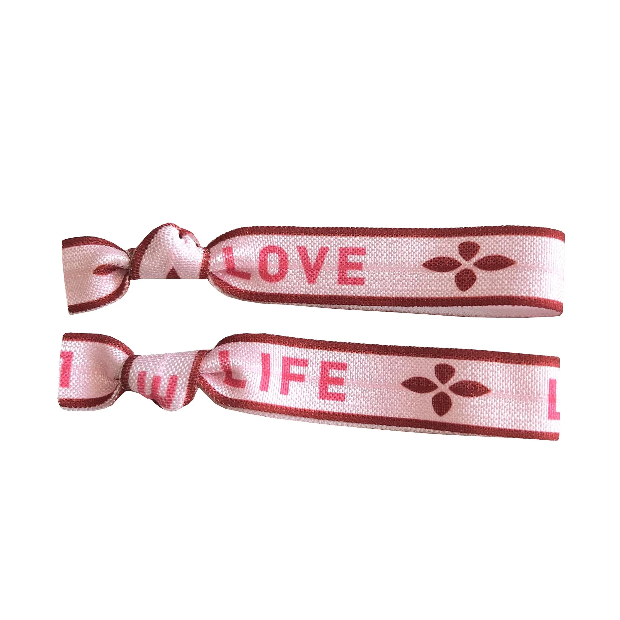 100 Stück Happiness AMOUR LABELLE geknotetes Haargummi-Armband Good Vibes Carpe Diem Love Print Pferdeschwanzhalter Gummiband-Armband – Detail 12