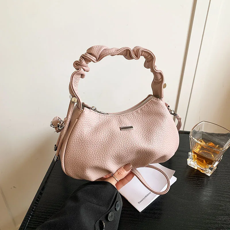 

Wrinkled handbag 2025 new Korean version soft leather wrist bag ins retro casual single shoulder women's armpit bag ita bag y2k