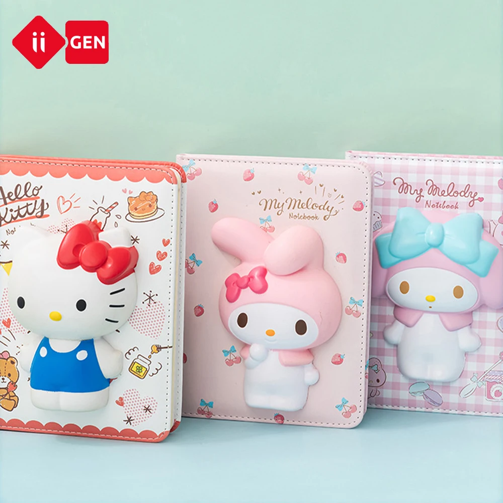 Sanrio Series Mini Notebook Hello Kitty Melody Cinnamoroll 3D Decompression Notepad Daily Weekly Agenda Planner Gift for Kids