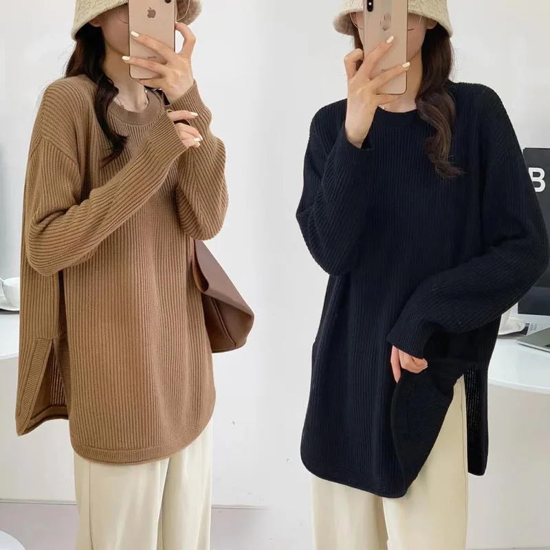 2023 New Autumn and Winter Pregnant Sweater Woman Clothes Set Plus Size Irregular Sweater Plus Size Fashion Maternity Pants Suit