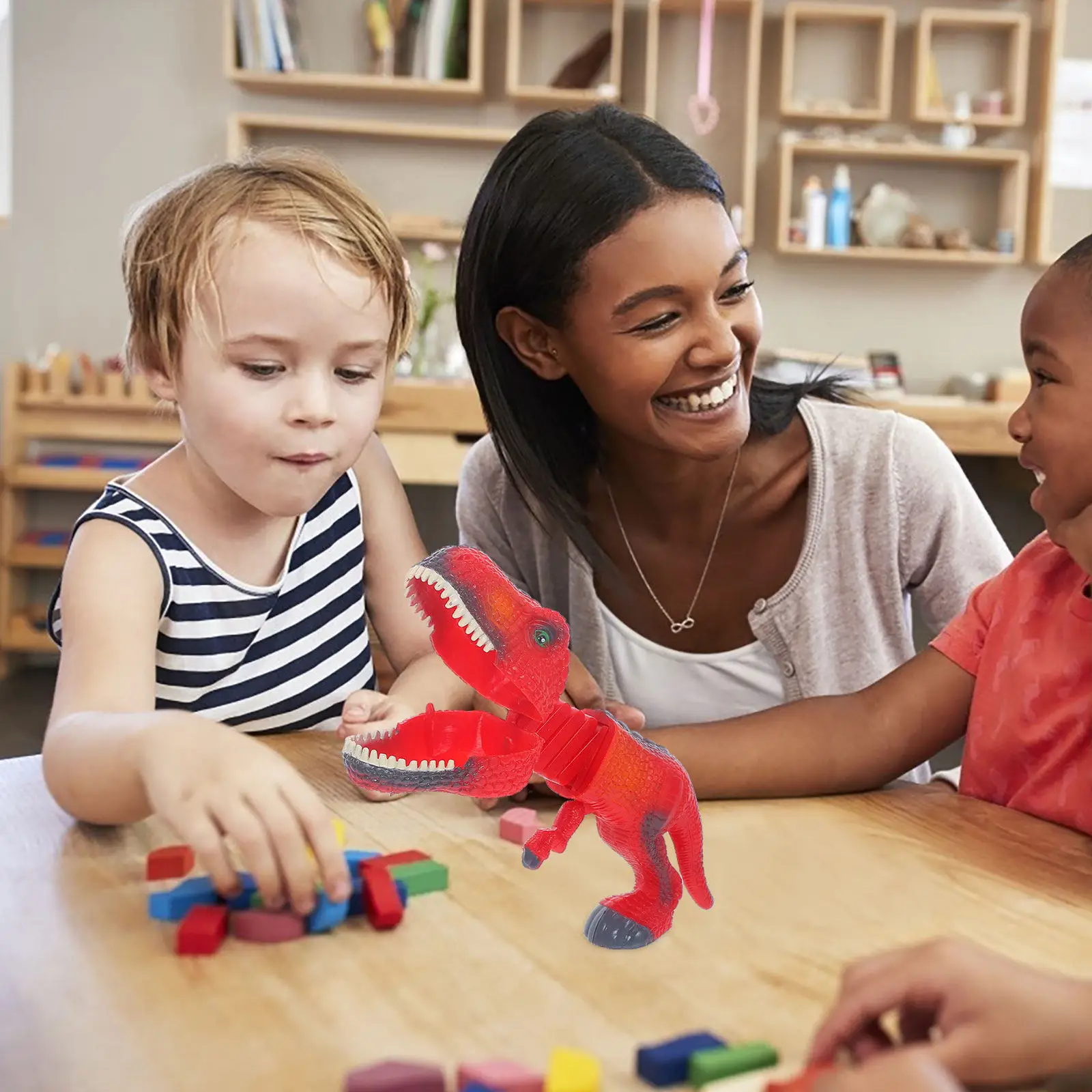 

Trigger Dinosaur Retractable Interactive Spring Telescopic Grabber Plaything Funny Prank Party Game Family Plaything