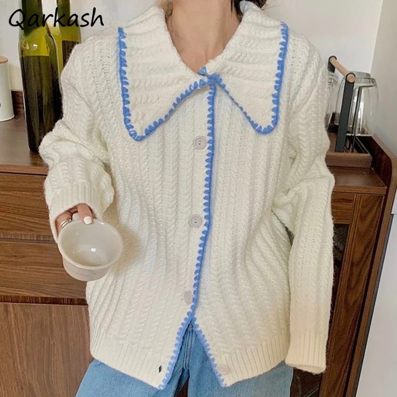 

Cardigan Women Spring Peter Pan Collar Sweaters Girls Lovely Harajuku Hot Sale Simple Stylish Ins Chic Retro Popular New Cozy