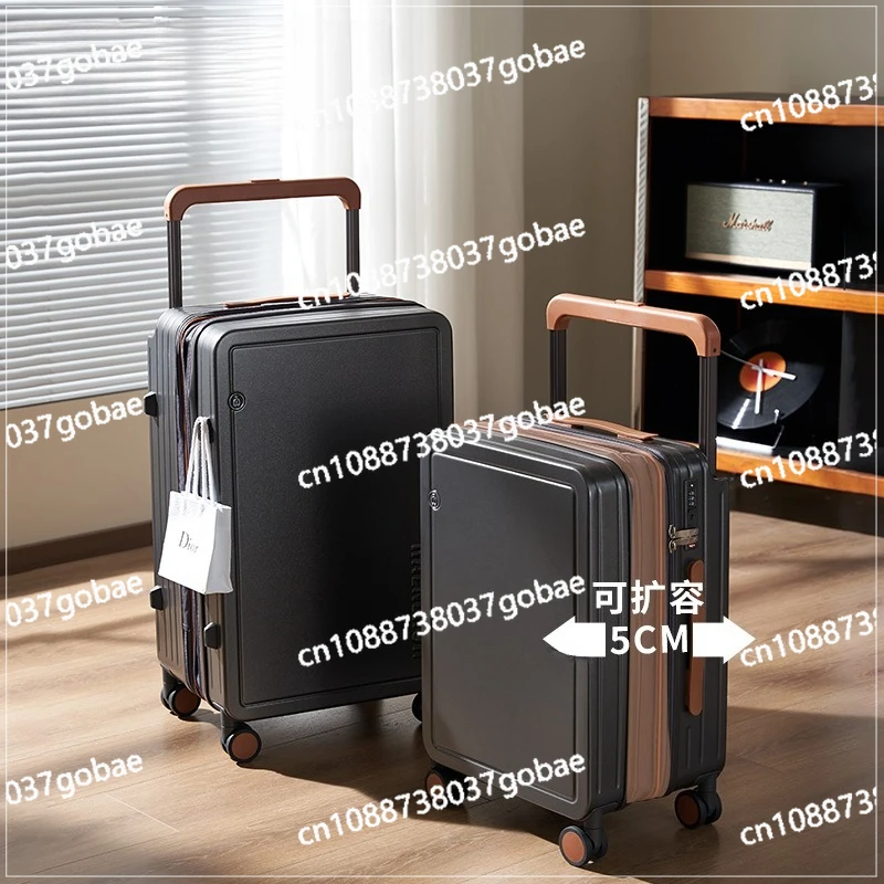 

The suitcase doublelayer zipper can be expanded to 20 inches for men and women, and the boarding-free wide tie rod password box.