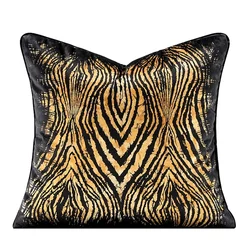 Black Gold Pillows Luxury Velvet Cushion Case Tiger Print Decorative Pillow Cover For Sofa Chair Home Decorations