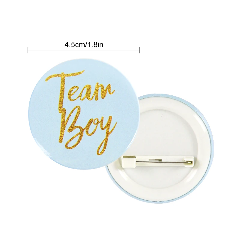 12Pcs Gender Reveal Button Pins Team Boy Girl Tinplate Badges for Gender Reveal Party Supplies Baby Shower Pink Blue Decorations