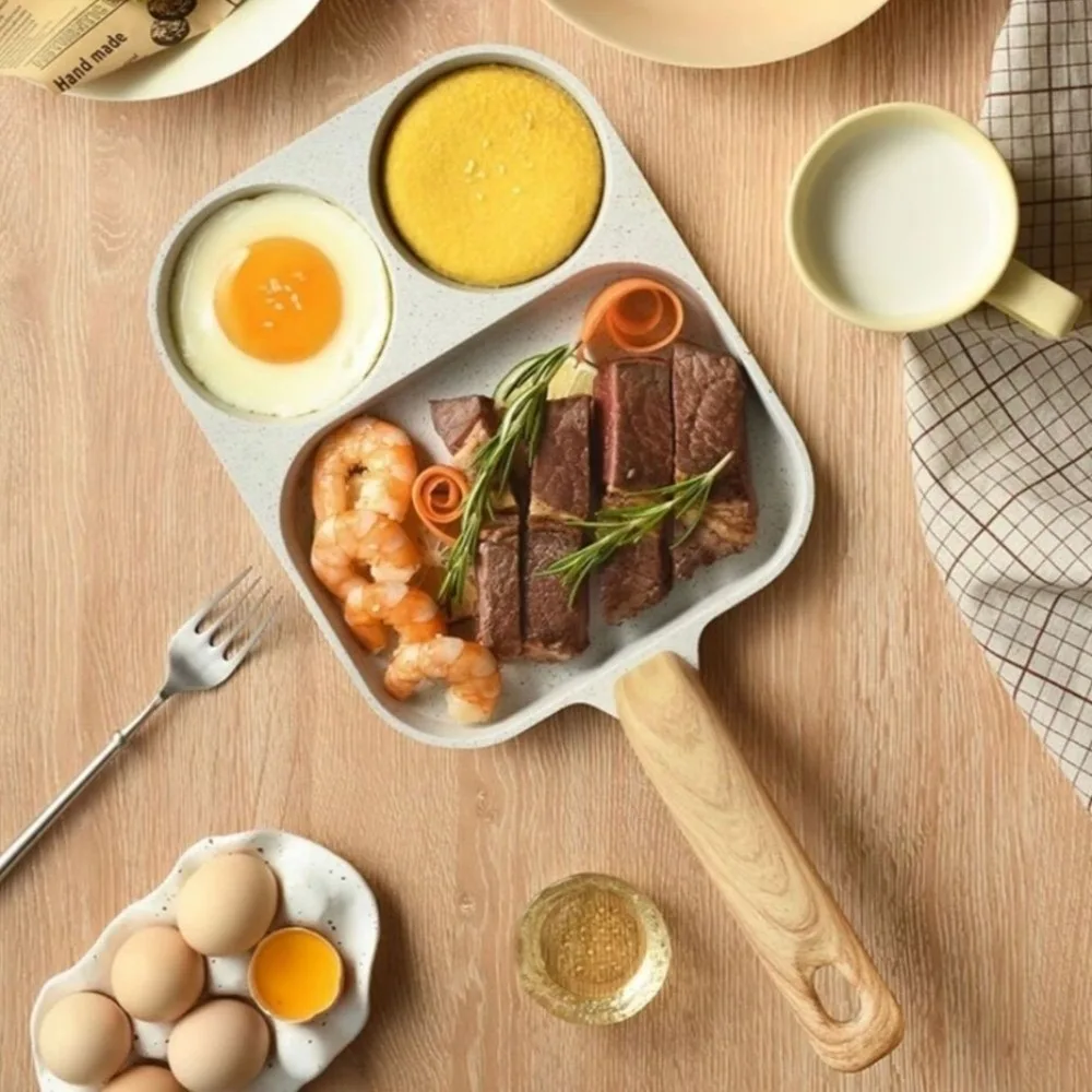 

Steak Pot 3 in1 Breakfast Frying Pan Non Stick Anti Scalding Omelette Pan Multi-Section Compact Cookware Kitchen Cooking