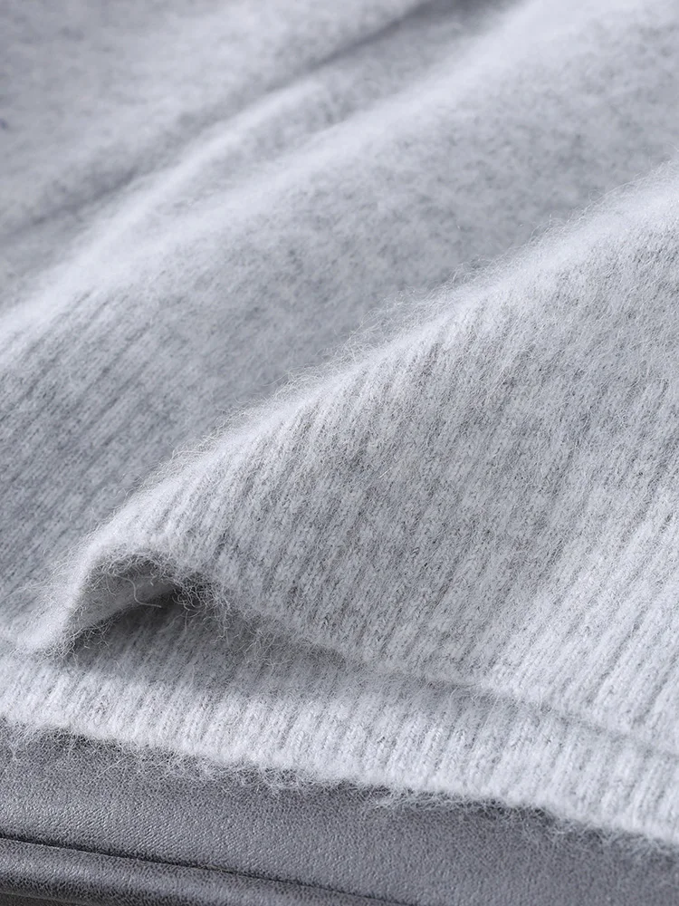 

TLOML New Men's 100% Mink Cashmere Sweater Mock Neck Solid Pullover Casual Autumn Winter Soft Warm Mink Cashmere Comfy Base Tops