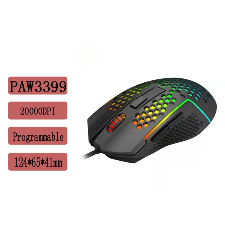 REDRAGON M987Plus Wired Gaming Mouse Shooting  Light Macro RGB Programming Internet Cafe Professional Competitive Sweatproof LOL