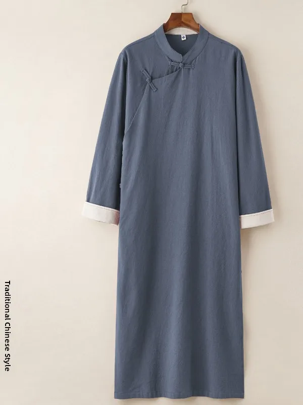 

Chinese Sle Long irt Men's Clothing Roast Performance Costume Long Robe Marquis Tailor Made Wedding omsmen Suit Cotton...