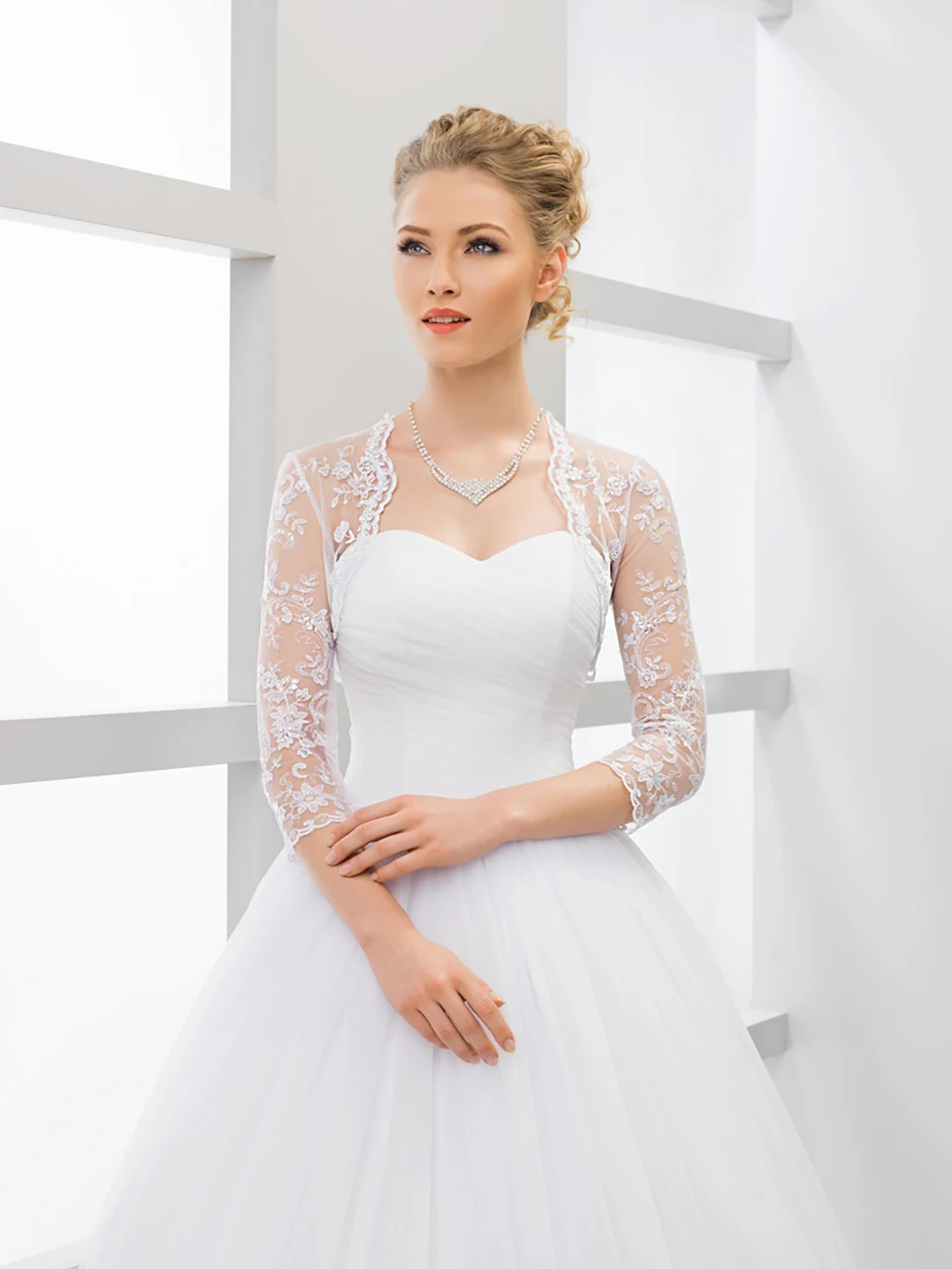  Illusion Bridal Jackets Half Sleeve Open Front Bride Bolero For Wedding Formal Evening Party Women Shoulder Wraps Customized