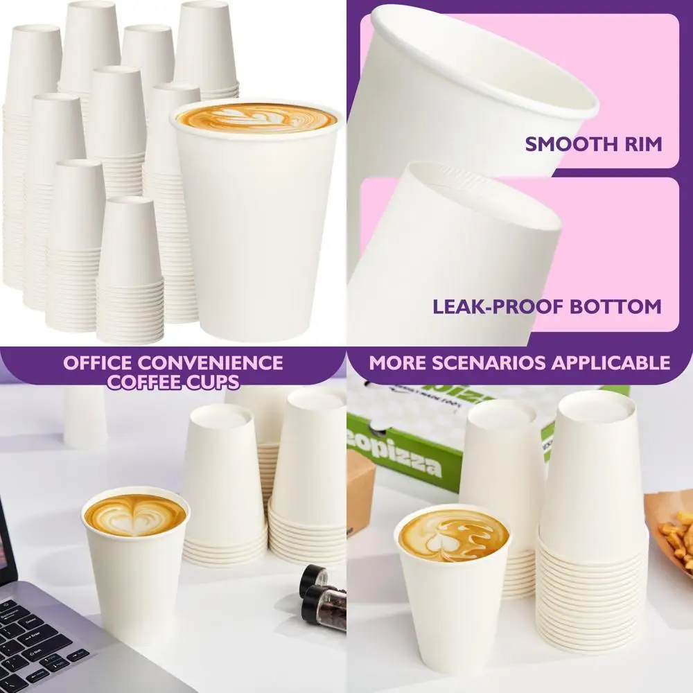 

Одноразовые бумажные кофейные стаканчики на 12 унций — упаковка 1000 штук, идеально подходят для горячих напитков, таких как кофе, чаю и какао.