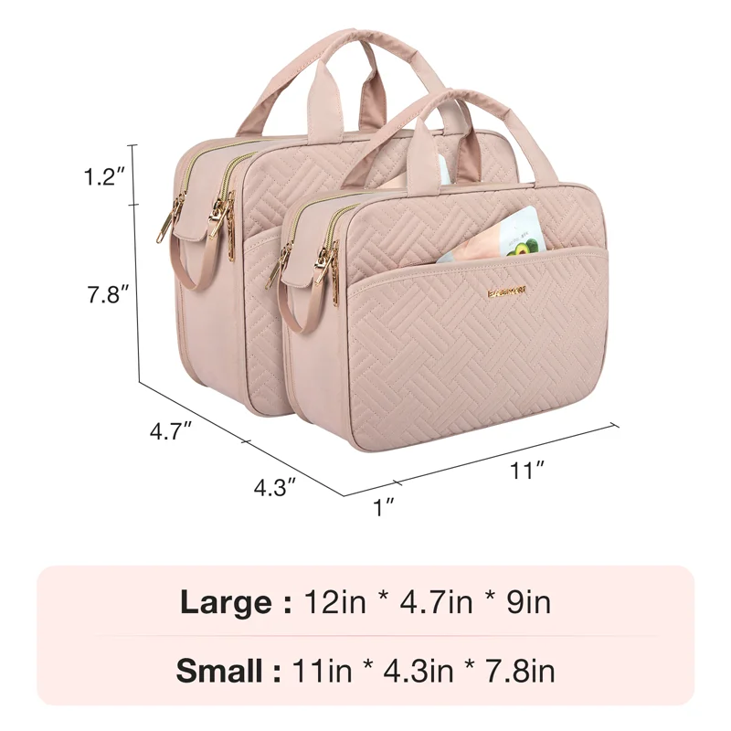 BAGSMART Large Toiletry Bag Water-resistant Makeup Organizer Cosmetic Bag Travel Bag for Accessories Shampoo Container Toiletrie