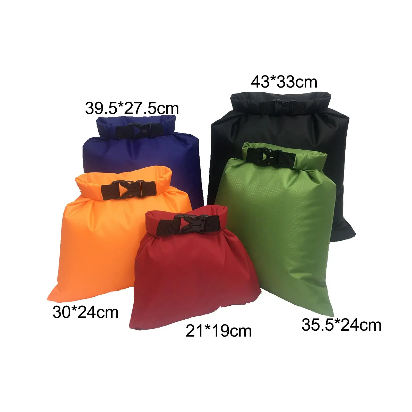 

5 Pieces Drying Sack Marine Outdoor Combo Pouch Multipurpose Buckled Opening Portable Multiple Sizes for Kayaking Rafting