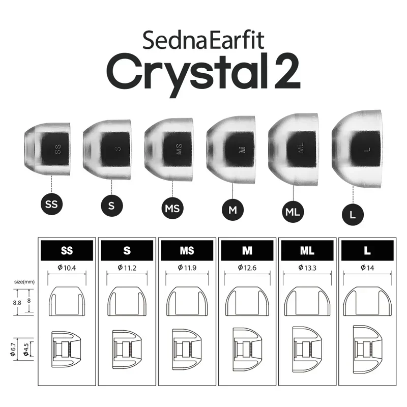 Pontas de Silicone AZLA Crystal II para Fones de Ouvido - Acessórios de Substituição para AZLA Crystal 2