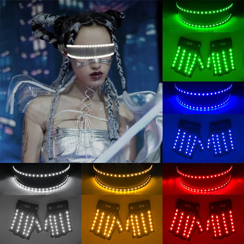 Futuristic Luminous Cosplay Glasses Flashing LED Glasses Cool Eyewear Party Cyberpunk Glasses for christmas performance props