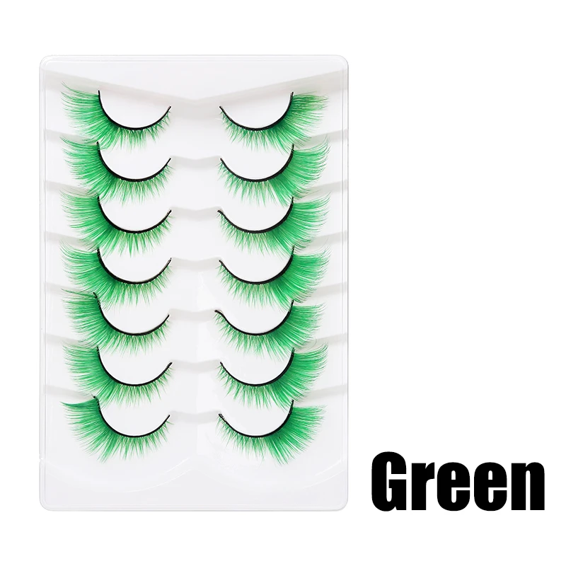 DINGSEN 1/5/10 Paar Bunte Flauschige Streifen-Wimpern Natürliche Weiche Wimpern Wispy Falsche Wimpern 3D Lockige Wimpern für Make-up – Detail 25