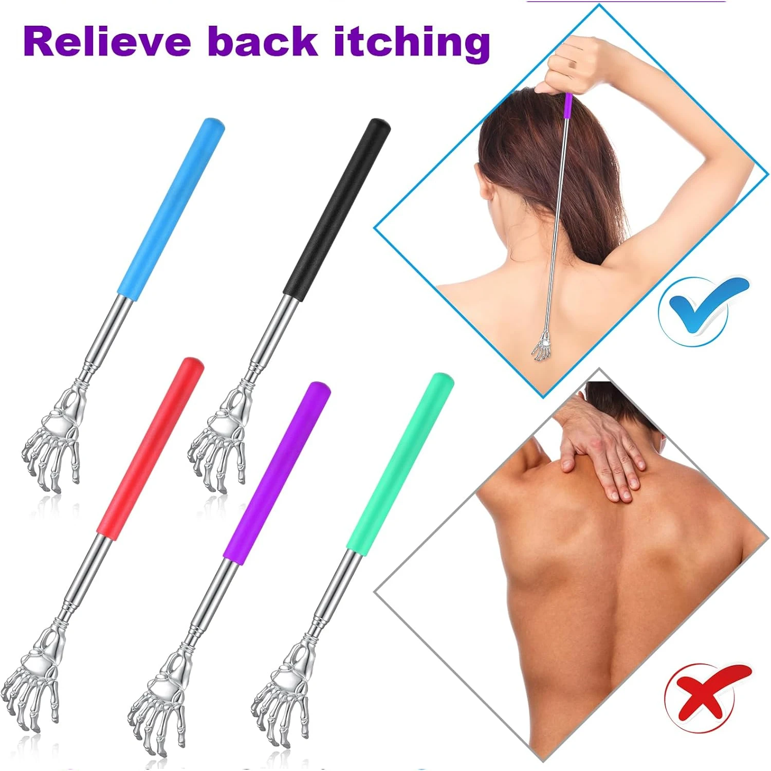 Extendable Telescoping Back Scratchers Long Reach Metal Claws Portable Handheld Backslapper for Ultimate Relaxation