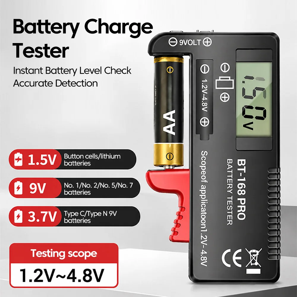 BT-168 PRO Digital Battery Tester Checkered Load Analyzer Display Check AAA AA Button Cell Lithium Capacity Universal Test