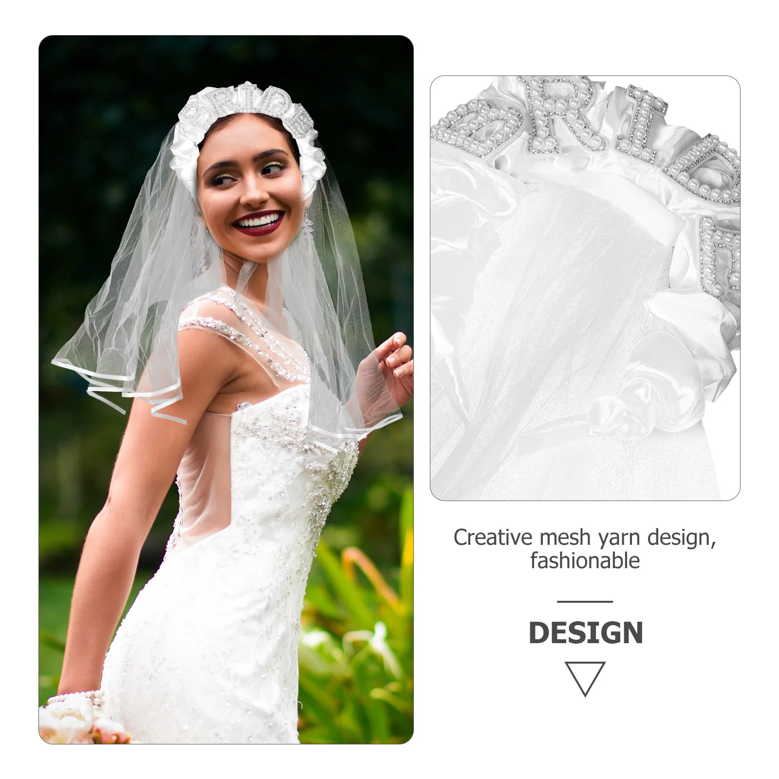 

Headband Veil Wedding Satin Pleated Wide Headband Bridal Hair Accessories Mesh Yarn Veil Headpiece Lightweight Reusable