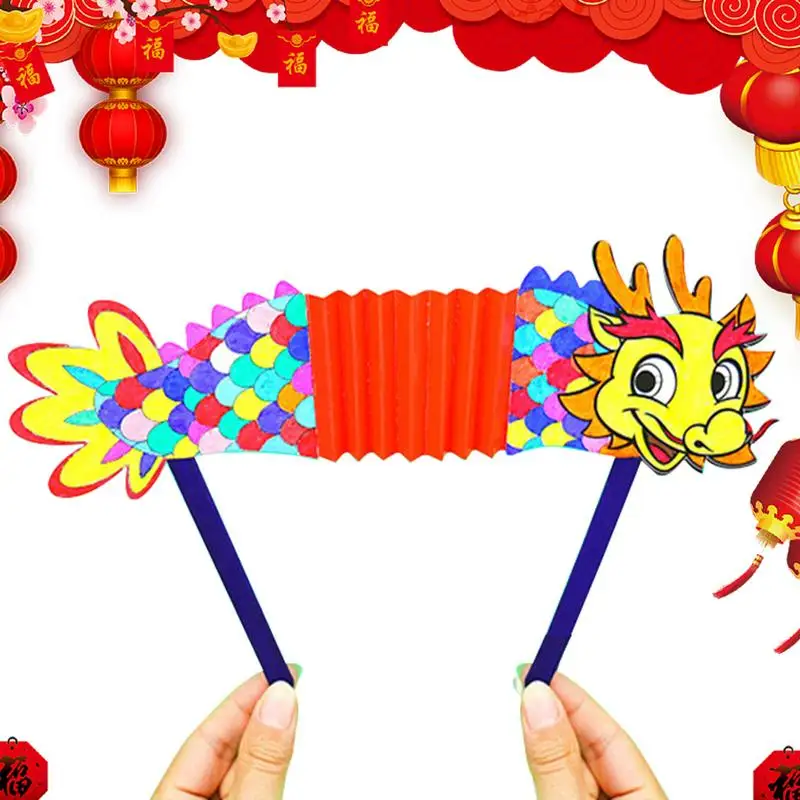 New Year Lantern Festival Dragon Dance Flying Dragon 2024 Paper Dragon Decorations DIY Craft Set For Chinese New Year Home Decor