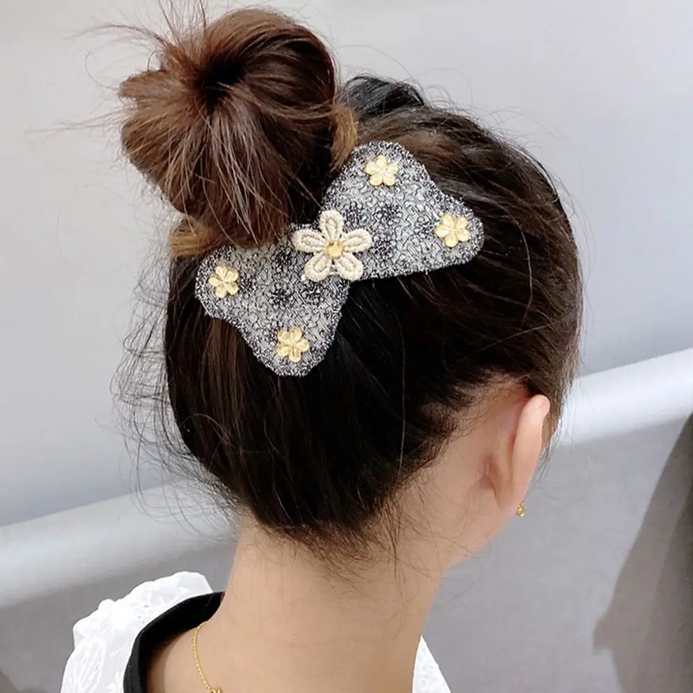 Sweet Flower Seamless Magic Paste Butterfly Hair Clip Bangs Paste Bow Hair Holder Styling Tool Daily