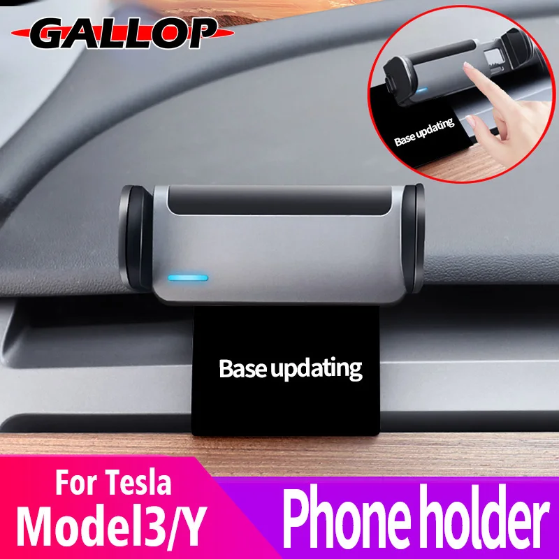 Car Electric Mobile Phone Holder Solar Fast Charging Bracket Interior Accessories Decoration For Tesla 2021-2023 Model 3 Model Y