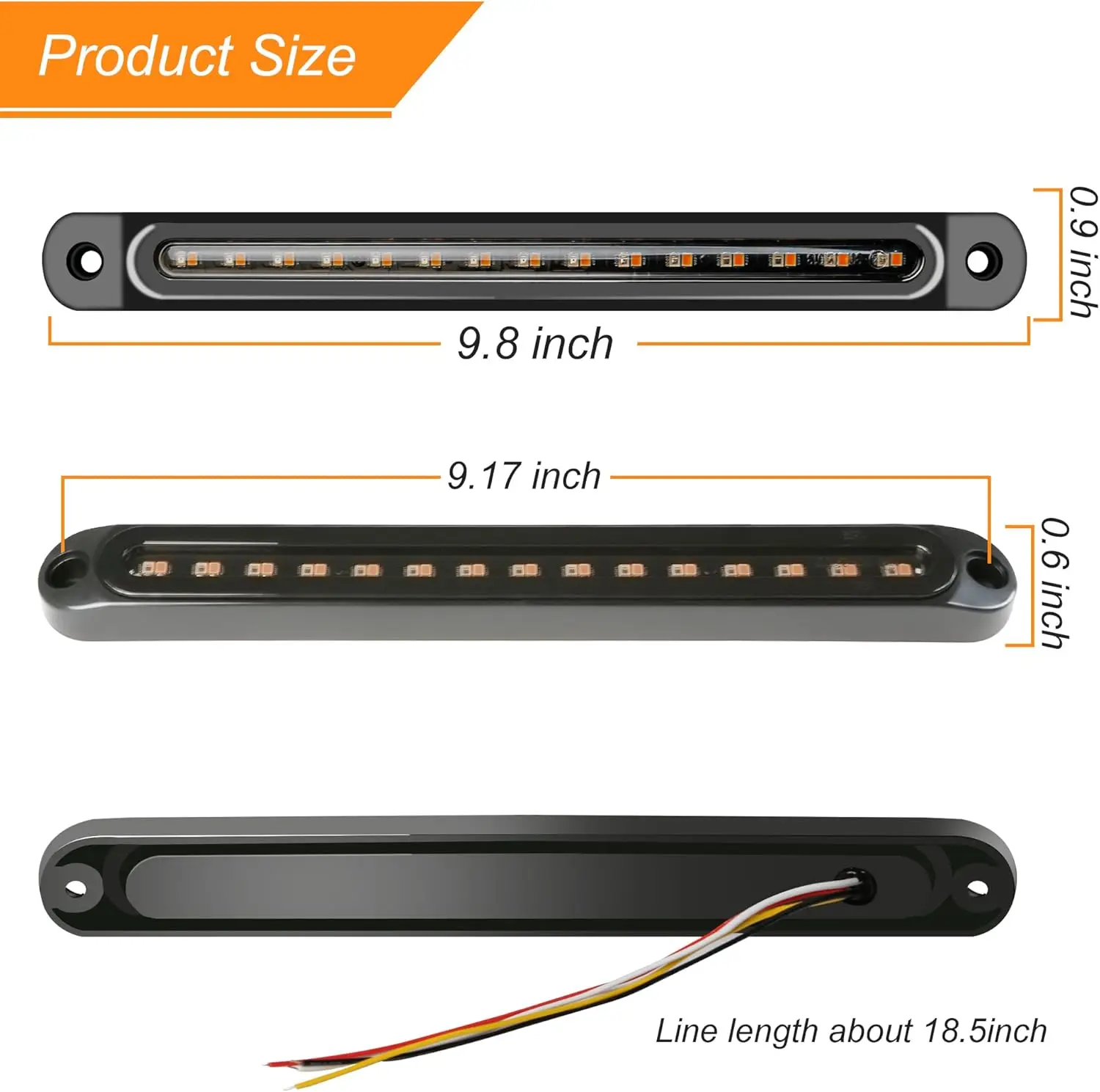 4PCS 12V-24V 30LED Trailer Tail Light Bar Red/Yellow Waterproof Brake Turn Signal for Truck Boat