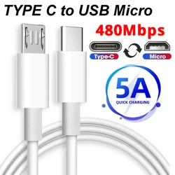 5A USB C To Micro USB Fast Charging Data Cable Type C Male To Micro USB Male Quick Charger Adapter for Hwawei Samsung Xiaomi