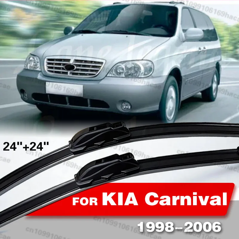 Rubber Wiper Blades For KIA Carnival 1998 - 2006 1999 2000 Windshield Windscreen Window Rain Brushes 24"+24" Car Accessories