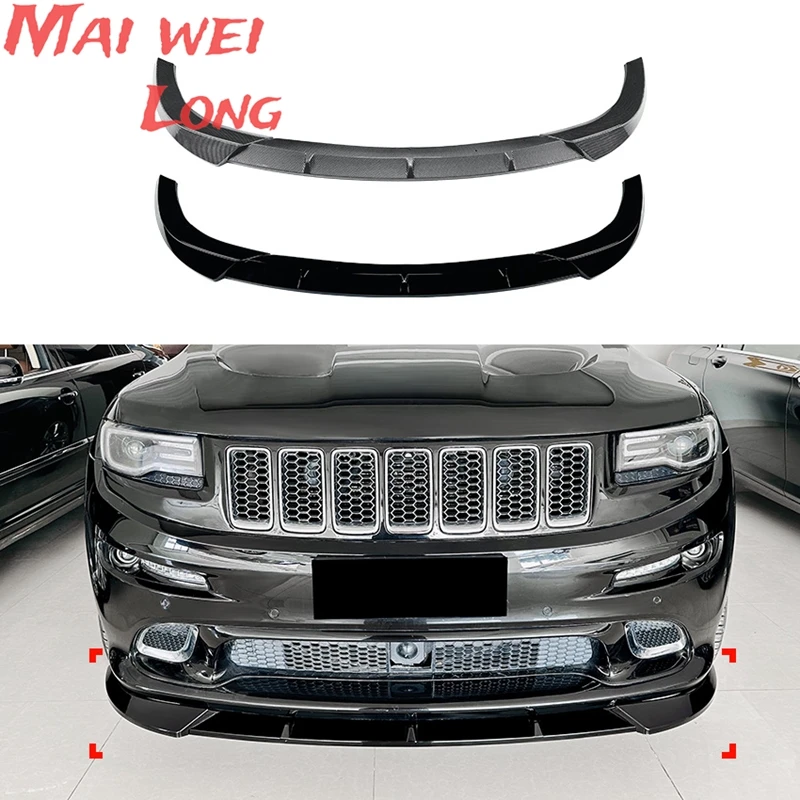 

3Pcs Car Front Bumper Lip For Jeep Grand Cherokee SRT8 2012-2016 Splitter Spoiler Body Kits Gloss Black/Carbon Look ABS Plastic
