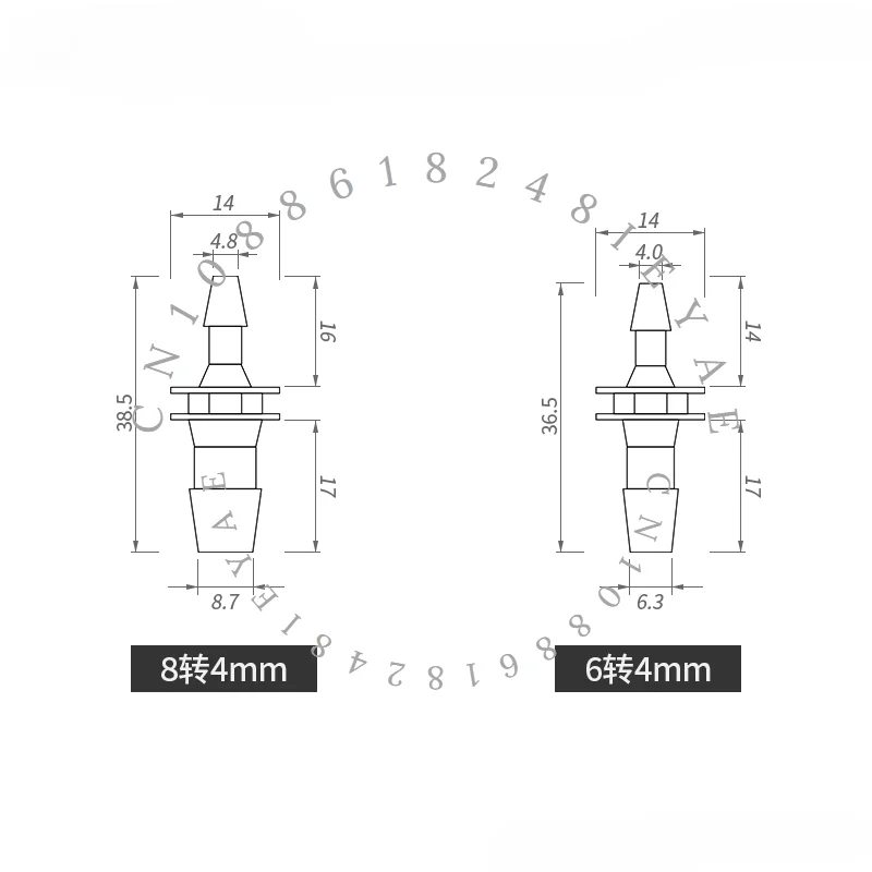 Mobile Phone Tablet Water Cooling Heat Dissipation Variable Diameter Straight Through 8 To 4mm Inner Diameter Pvc Hose Adapter