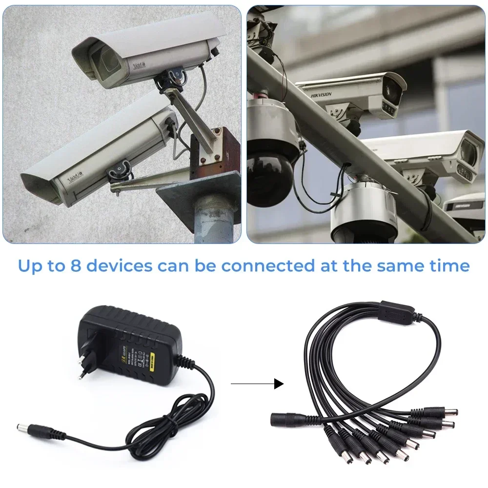 DC Power Splitter Cable for CCTV Security Adapter Connector Male DC Female To 2/3/4/5/8 Power Splitter Cable Adapter Connector