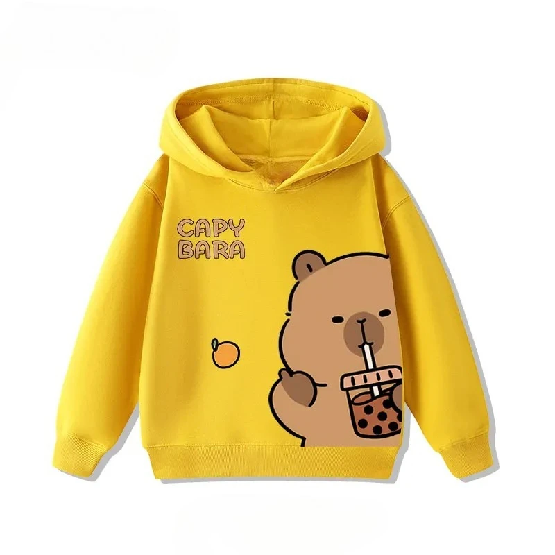 Herbst 3-12 Jahre Cartoon Niedlicher Capybara-Druck Kinder-Kapuzenpullover Lässiger Modischer Bequemer Jungen-Mädchen-Sweatshirt Pullover – Detail 6