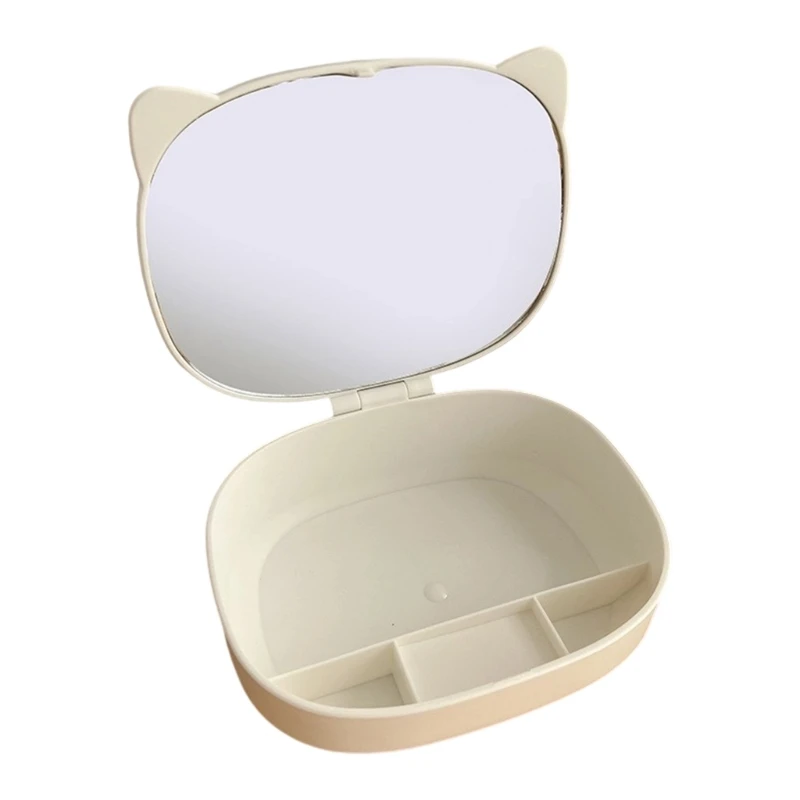 Elegante espejo maquillaje plegable con estuche almacenamiento herramientas belleza para mujeres modernas