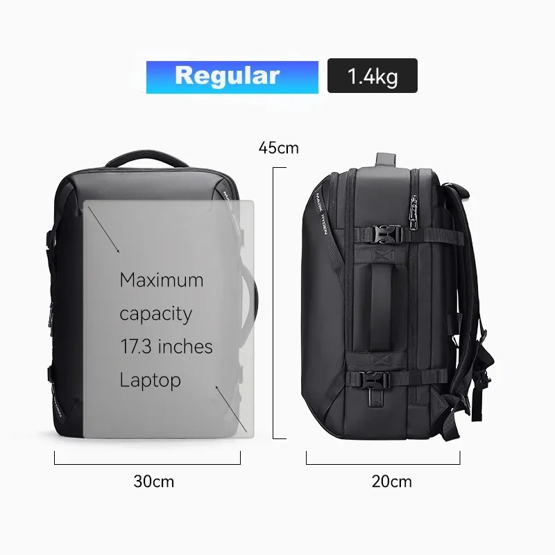 Mark Ryden Men Backpack Business Expandable Multifunctional Anti-theft Waterproof Laptop Backpacks Hard Shell USB Charging Bag