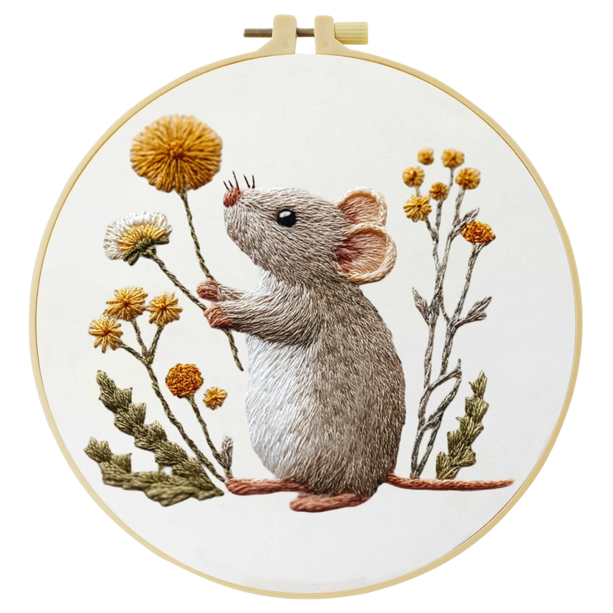 1 Stück 20X20CM/15X15CM 7,87/6,3 Zoll Maus-Stickerei-Starter-Kit DIY-Kit DIY-Stickerei-Set Handarbeiten Heimdekoration Nähkunst – Detail 4