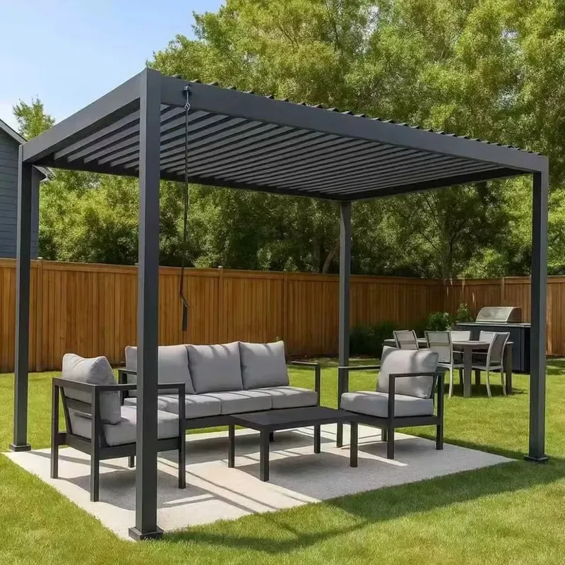 Steel Aluminum Louvered Pergola Sunshade Rainproof Lightweight Easy to Install Suitable for Garden Use
