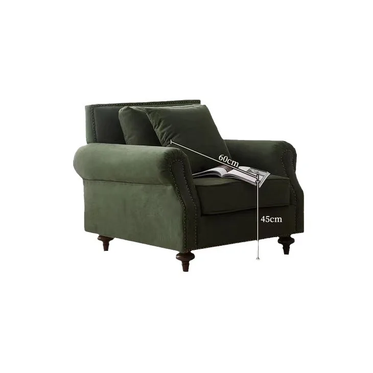 

American, retro, fabric, sofa, simple, light luxury, small apartment, solid wood, single