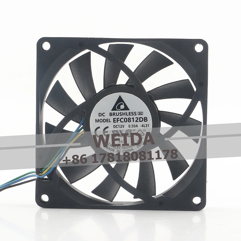 Delta 12V 0.50A  80X80X15MM EFC0812DB cooling fan four-wire PWM Ultra-thin CPU Large air volume mute
