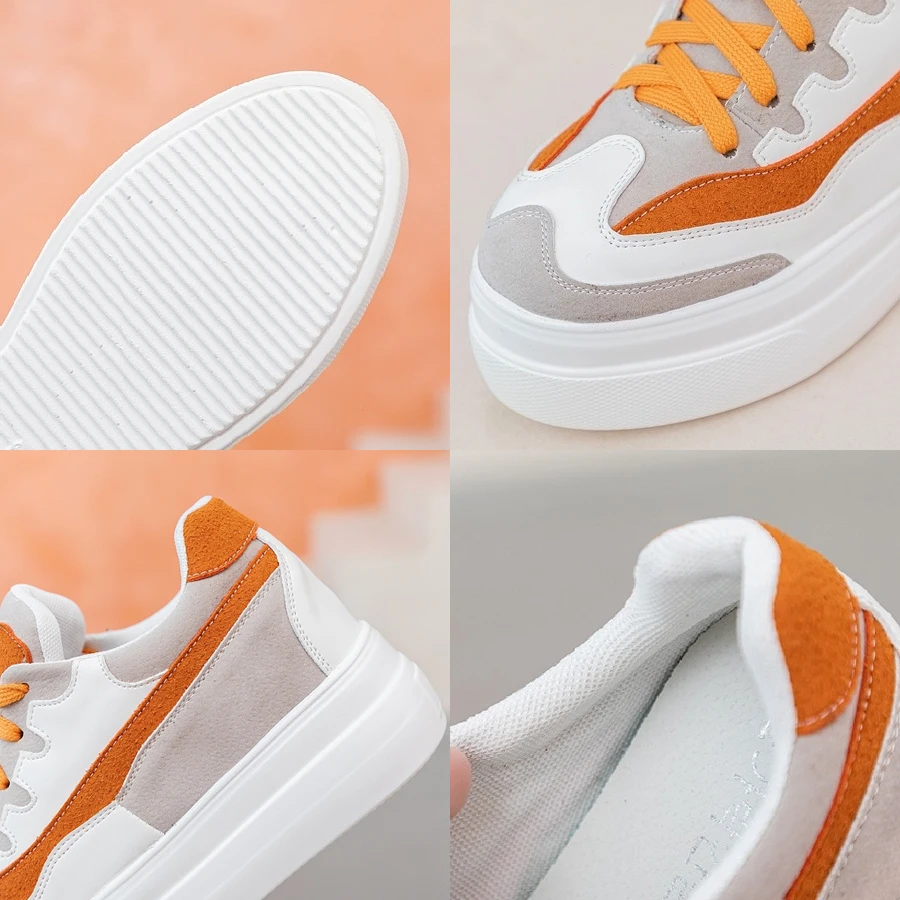 Fujin Large Size 33-42 7cm Genuine Leather Platform Wedge Sneakers Women Shoes Spring Autumn Shoes Women Fashion Sneakers Comfy