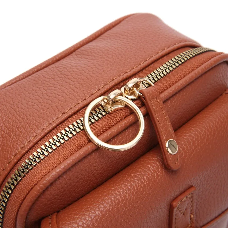 Vintage Schultertasche mit 10 RFID-Fächern, Doppelschichtig, Große Umhängetasche, Tragbare Tägliche Pendler-Tasche, Diebstahlsichere Handtasche für Frauen – Detail 17
