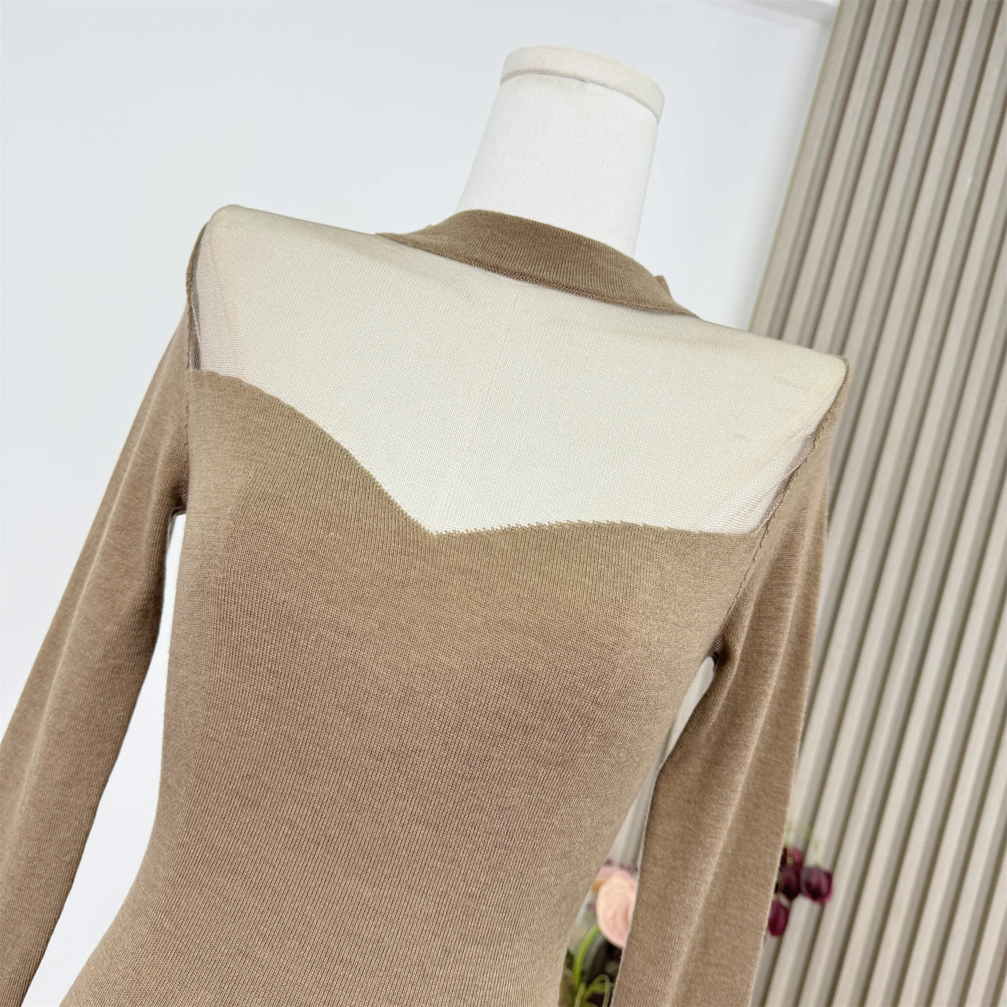 أنيقة مثير شبكة محبوكة فستان طويل المرأة الخريف الشتاء ساحة طوق لصق سليم صالح الذيل تخفيف عارية الذراعين فستان الحفلات F511 #2