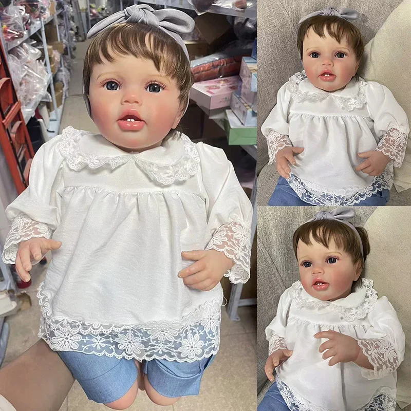 24Inch Lottie Princess Reborn Baby Toddler Doll Newborn Girl Lifelike Soft Touch 3D Skin Art Doll with Hand Root Hair