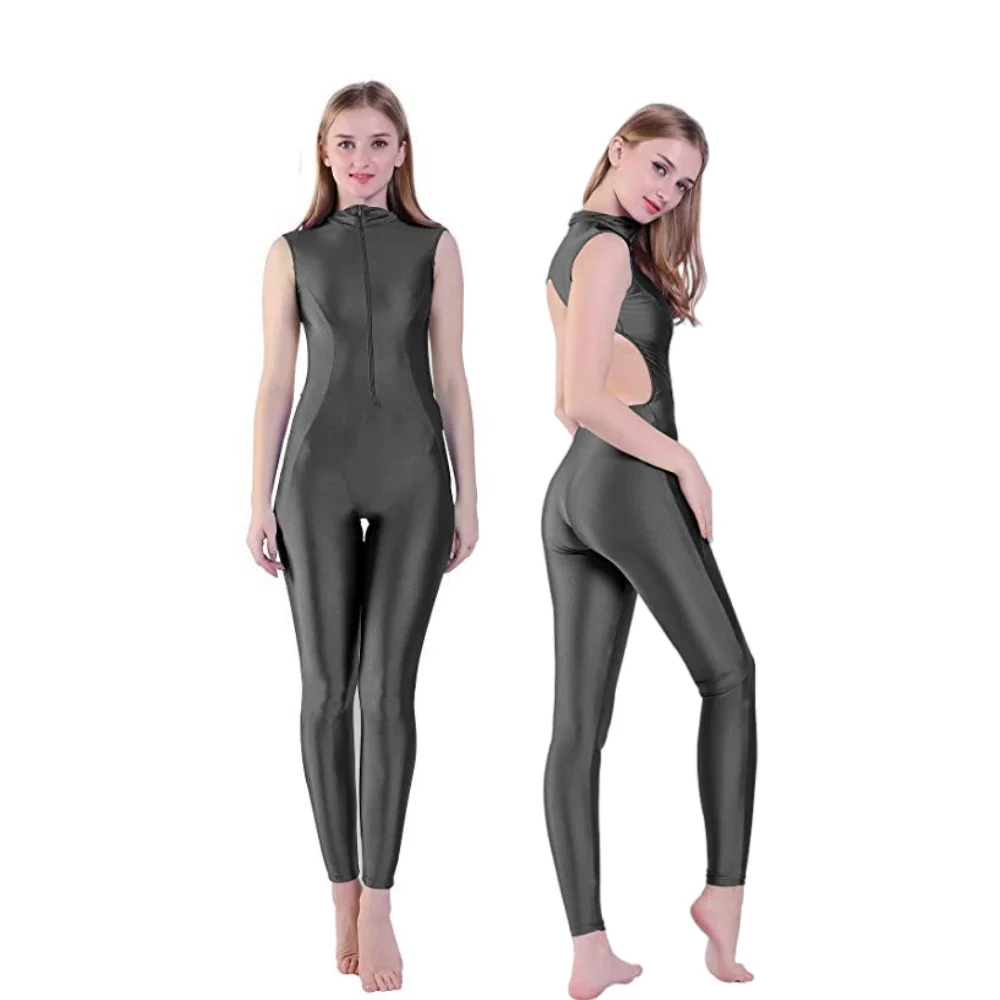 

Women Mock Neck Yoga Suit Backless Ballet DanceWear Spandex Unitard Gymnastics Suit Sleeveless Bodysuit Gym Naked-feel Jumpsuit