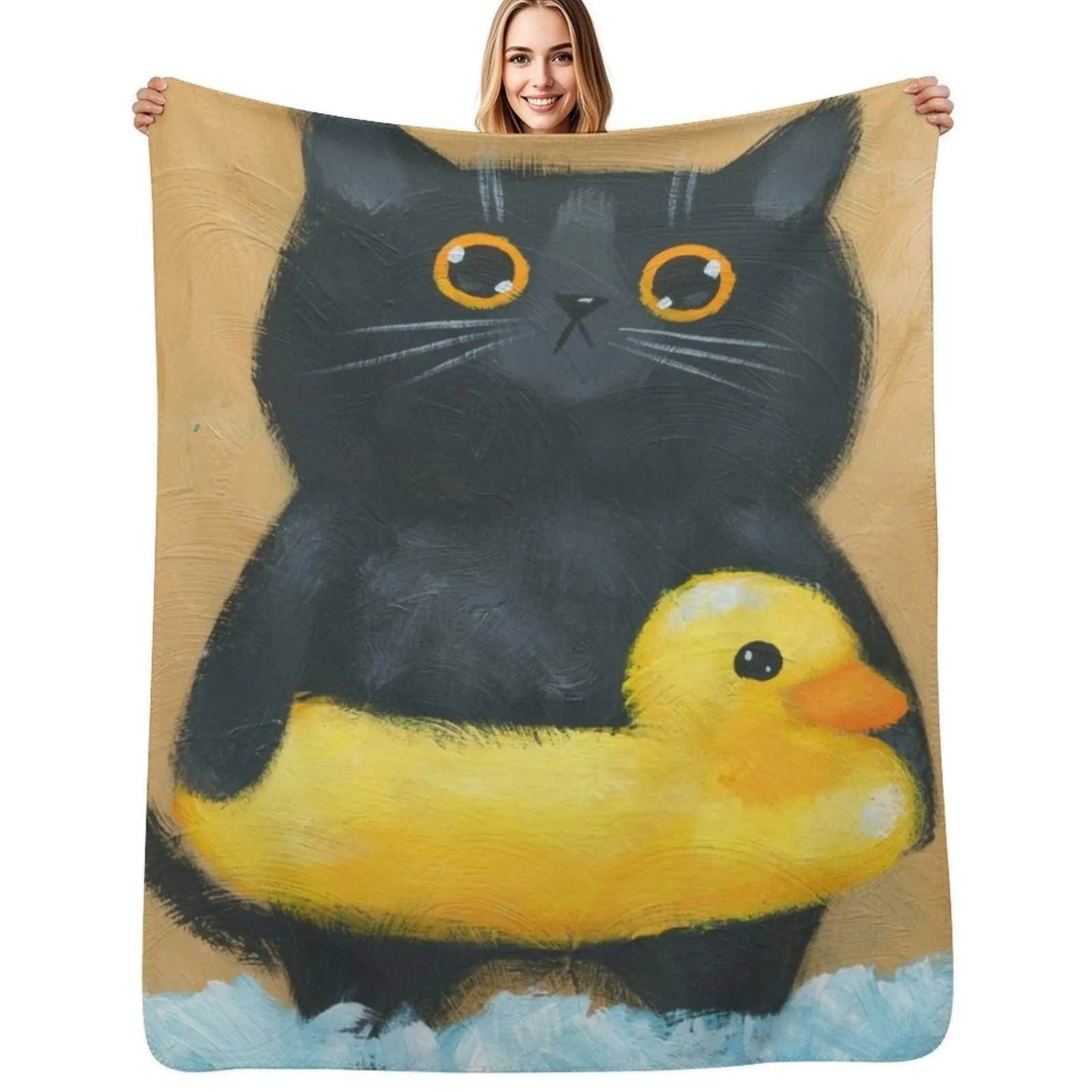 

At The Beach Rubber Ducky Throw Blanket Soft Breathable Blanket for Night Sleeping