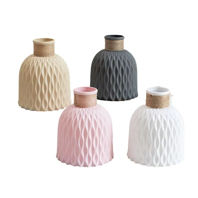 Vase en plastique ondulé AEE4-4PCS, Arrangement de Pot de fleur ondulé, Style nordique moderne, décoration de salon et de bureau, ornement
