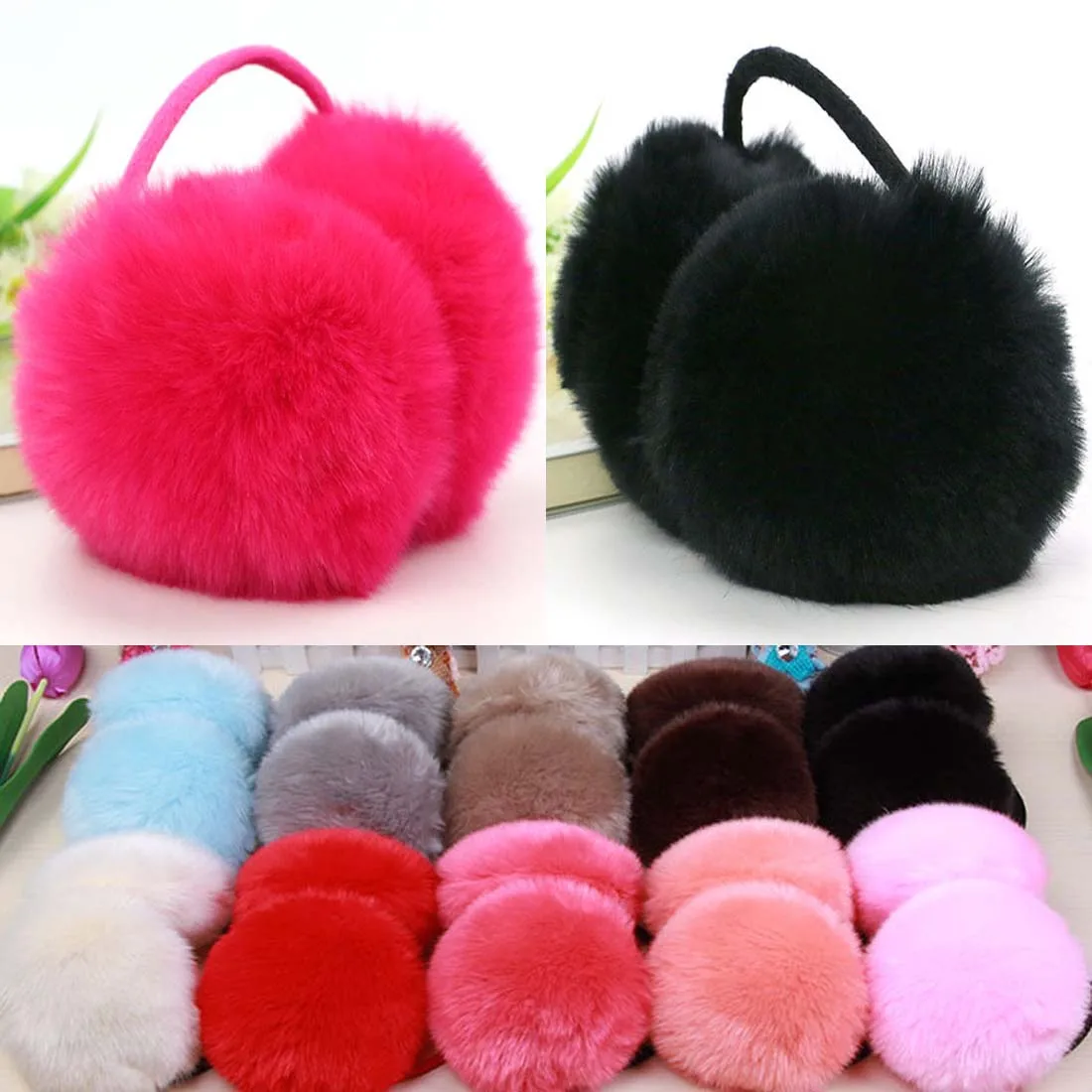winter Warm Big Earmuff New fur solid color earmuffs Adult Children Classic Ear Cover Winter comfortable unisex Fur Earmuff image 2