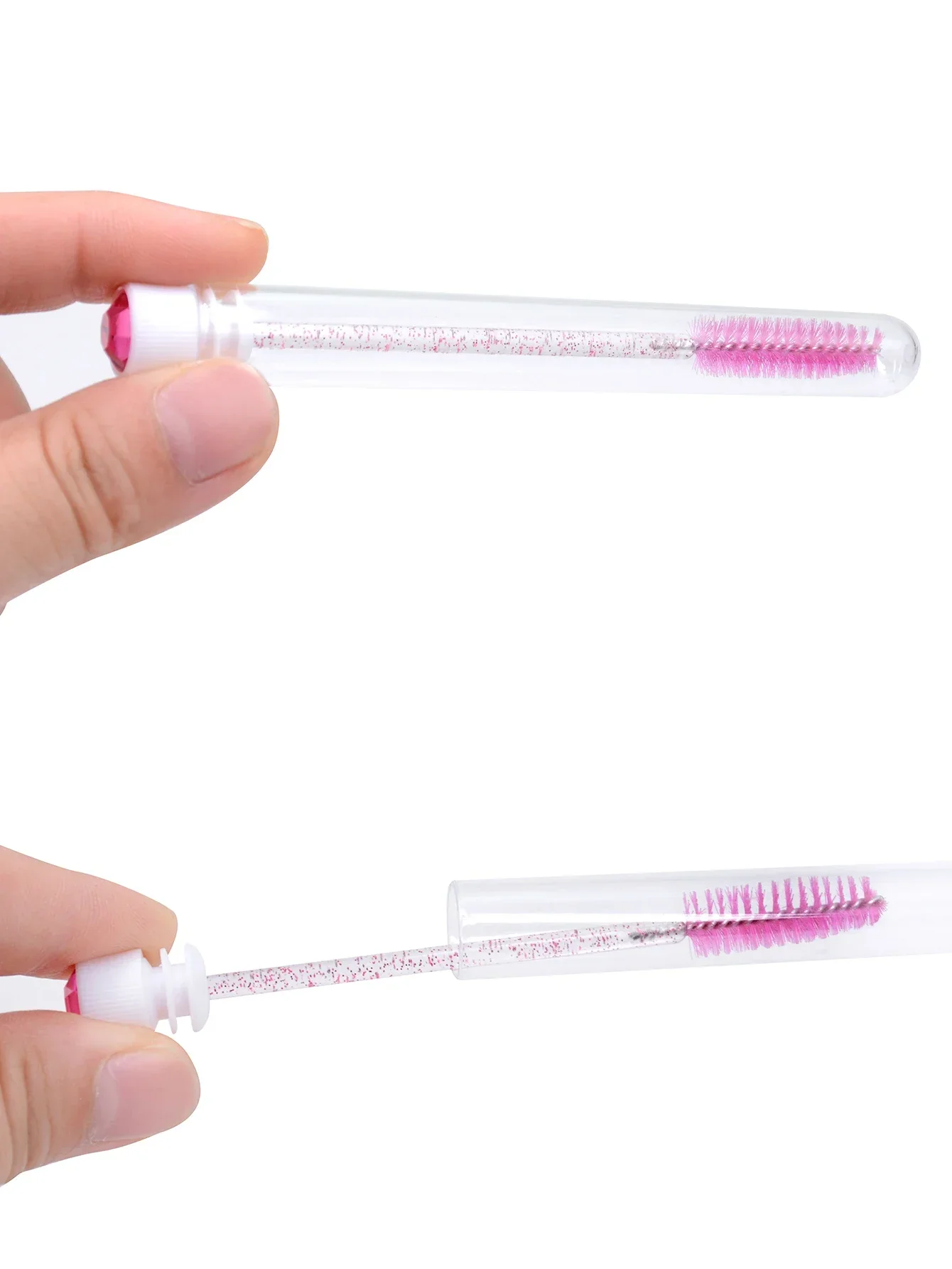 Tubos de escova de cílios reutilizáveis, com varinhas de rímel e escovas de extensão de cílios, conjunto de pente de sobrancelha de diamante em estojo, ferramentas de maquiagem com 10 peças