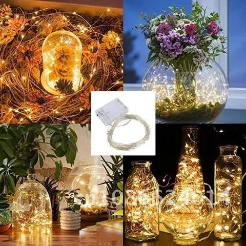 2022 New Year Garland LED Lights 1m 3m 10m Battery Copper Wire String Lights for Outdoor Garden Christmas Decoration Fairy Lamp