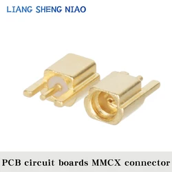 MMCX 암 잭 커넥터 PCB 마운트, 납땜 스트레이트 금도금 MMCX 소켓 RF 커넥터 MMCX-K-PCB, 로트당 10 개